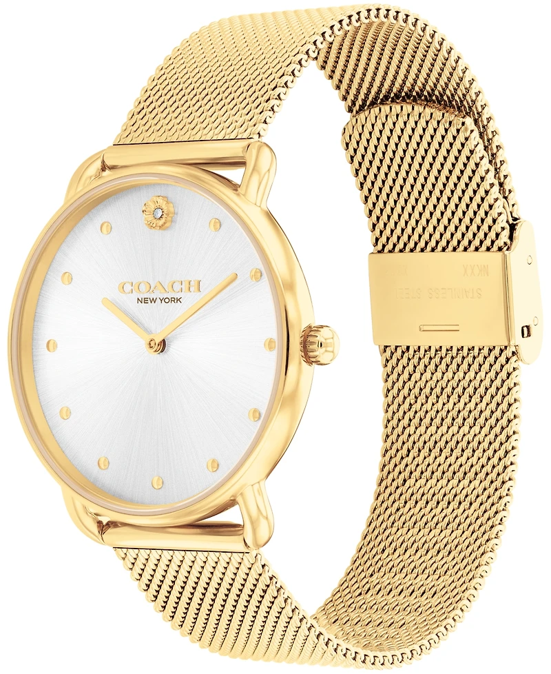 Coach Women's Elliot Gold-Tone Stainless Steel Mesh Bracelet Watch 36mm