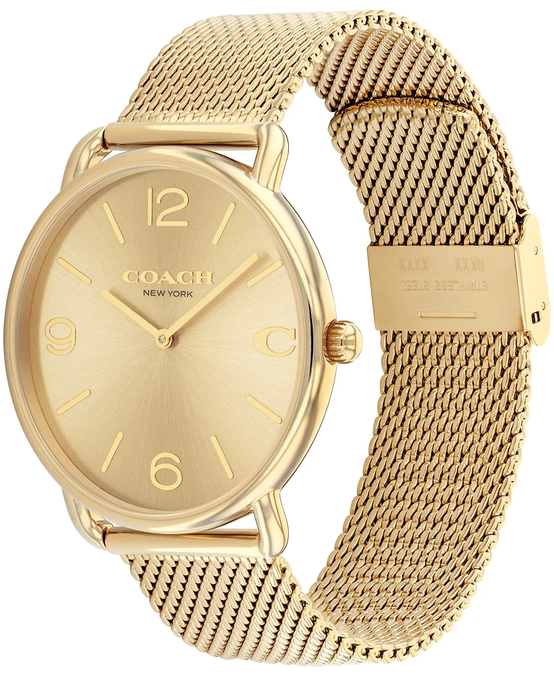 Coach Unisex Elliot Gold-Tone Stainless Steel Mesh Bracelet Watch 41mm