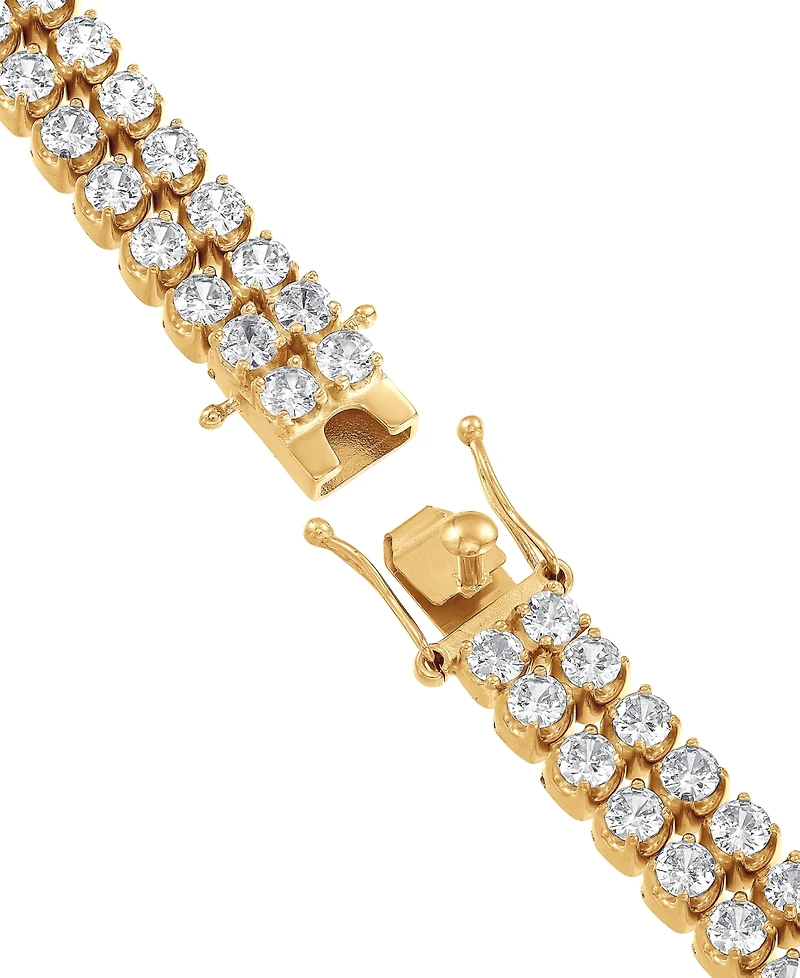 Blackjack Men's Cubic Zirconia Double Row Tennis Bracelet in Black Ion-Plated Stainless Steel