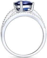 Lab-Grown Blue Sapphire (2-1/3 ct. t.w.) & Lab-Grown White Sapphire (3/8 ct. t.w.) Openwork Statement Ring in Sterling Silver