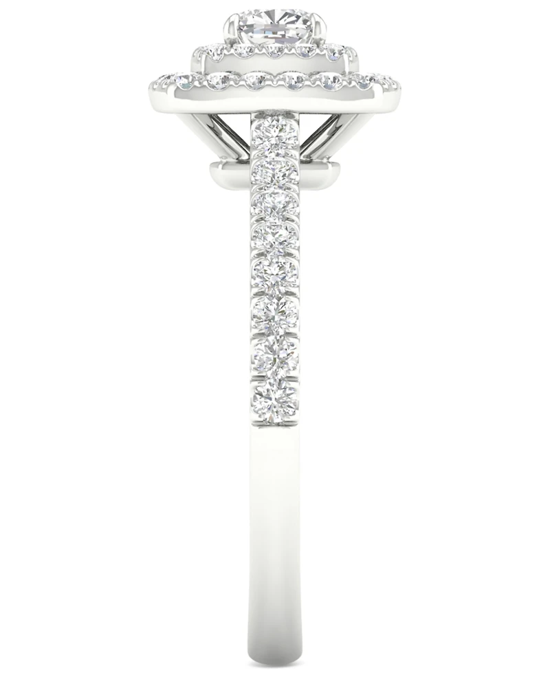 Diamond Cushion Double Halo Engagement Ring (3/4 ct. t.w.) in 14k White Gold