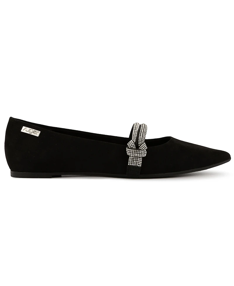 Sugar Women's Lingo Pointed Toe Rhinestone Flats