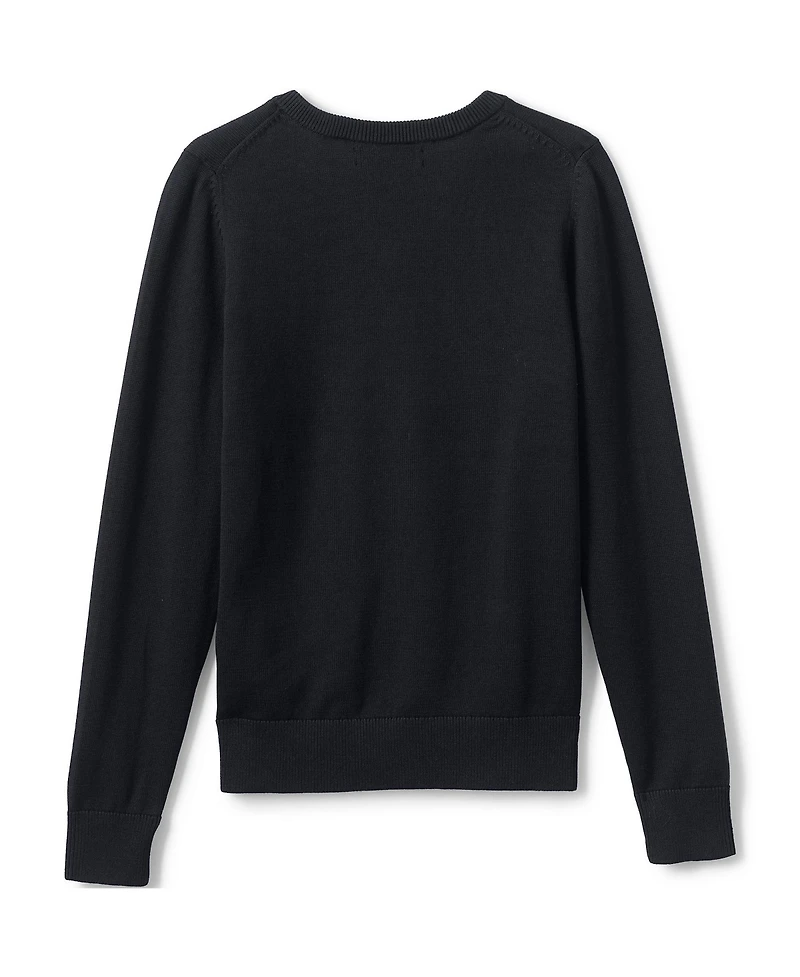 Lands' End Boys School Uniform Cotton Modal Fine Gauge V-neck Sweater