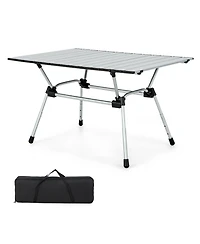 Costway Heavy-Duty Aluminum Camping Table, Folding Outdoor Picnic Table with Carrying Bag