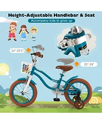 14'' Kids Bicycle with Removable Training Wheels & Basket for 3-5 Years Old