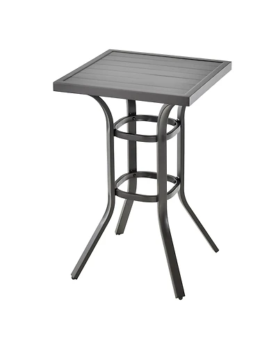 Costway 24'' Patio Bar Height Table with Aluminum Tabletop&Adjustable Footpads Balcony