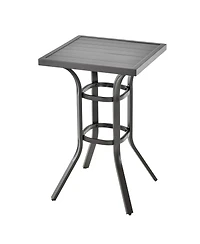 Costway 24'' Patio Bar Height Table with Aluminum Tabletop&Adjustable Footpads Balcony