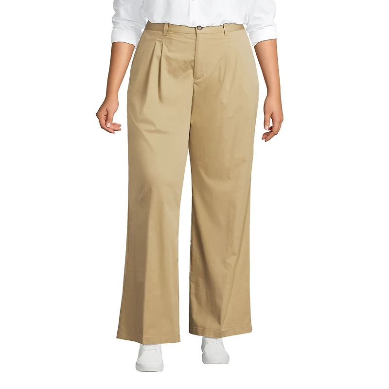 Lands' End Women's High Rise Crisp Poplin Chino Wide Leg Pants