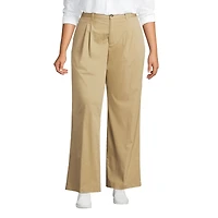 Lands' End Women's High Rise Crisp Poplin Chino Wide Leg Pants