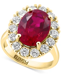 Effy Lab Grown Ruby (6-3/4 ct. t.w.) & Diamond (1-3/8 Halo Ring 14k Gold