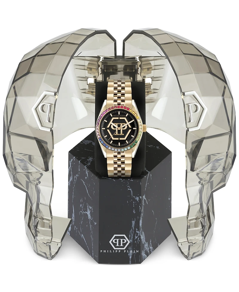 Philipp Plein Women's Date Superlative Gold-Tone Stainless Steel Bracelet Watch 38mm