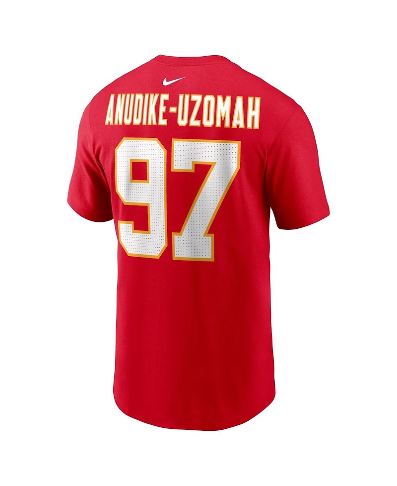 Men's Nike Felix Anudike-Uzomah Red Kansas City Chiefs 2023 Nfl Draft First Round Pick Player Name and Number T-shirt