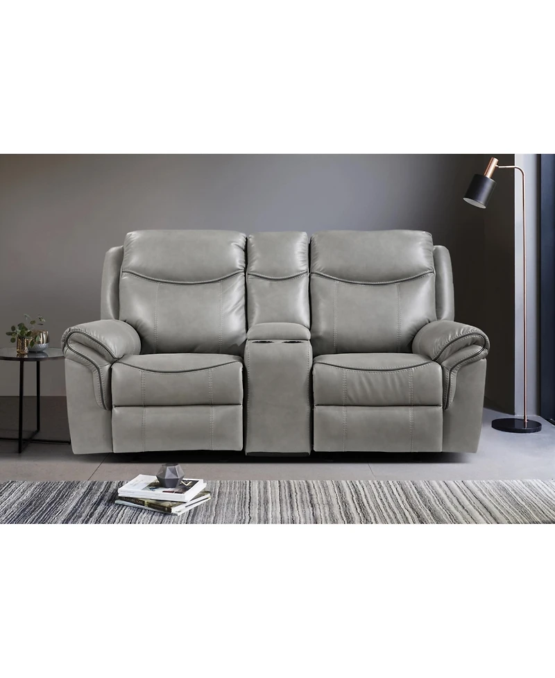 White Label Calico 80" Double Glider Reclining Love Seat with Center Console, Power Outlets