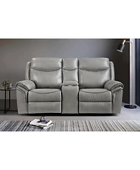 White Label Calico 80" Double Glider Reclining Love Seat with Center Console, Power Outlets