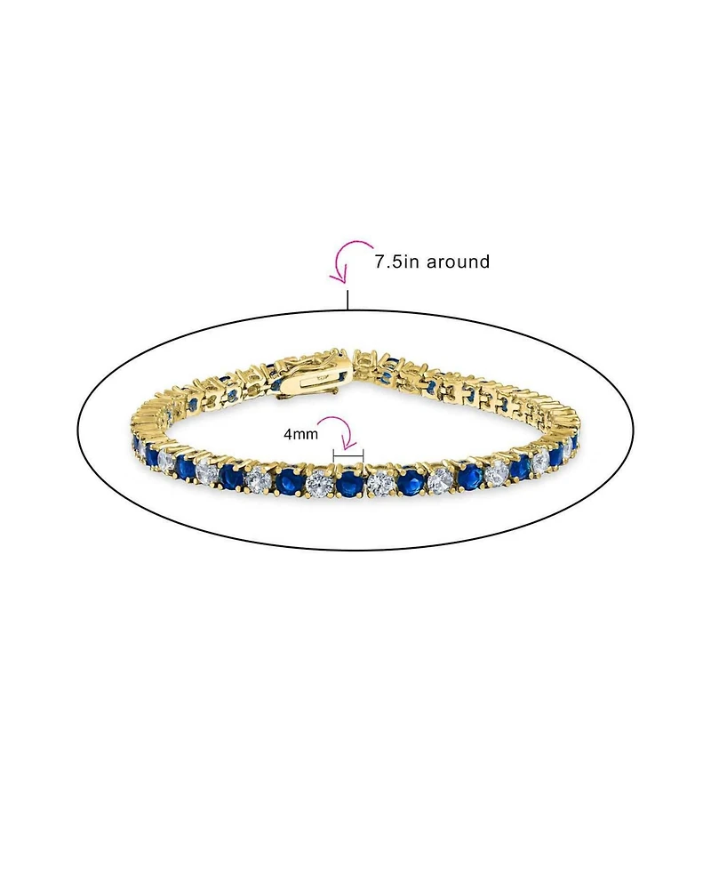 Bling Jewelry Alternating Stones Round Cubic Zirconia 12.00 Ct 4 Prong Basket Set Solitaire Cz Tennis Bracelet Prom Gold Plated 7.5 Inch