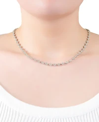 Giani Bernini Cubic Zirconia Flower Cluster 18" Tennis Necklace in Sterling Silver, Created for Macy's