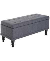 Homcom Lift Top Fabric Storage Shoe Bench Ottoman Stool Tufted Home Furniture