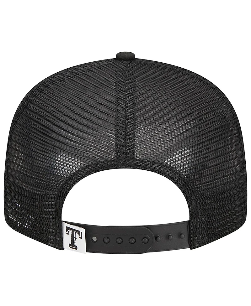 Men's New Era Black Texas Rangers Trucker 9FIFTY Snapback Hat