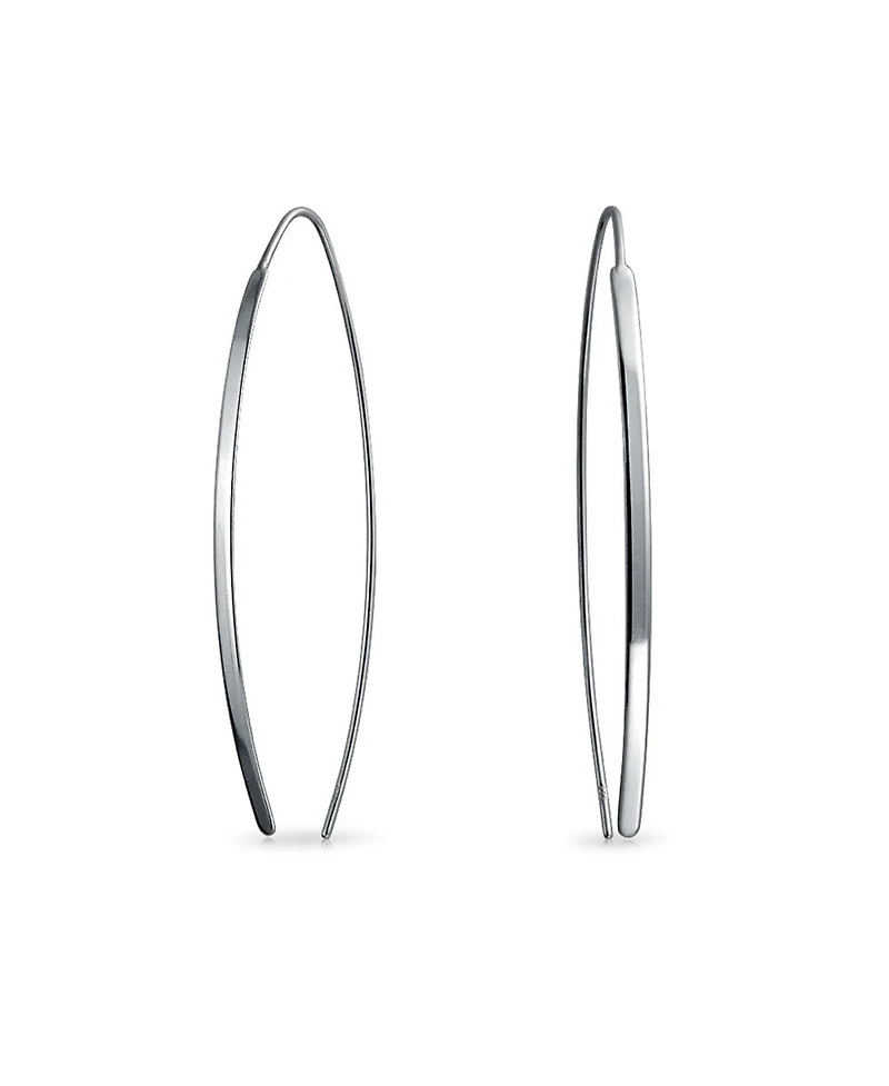Bling Jewelry Delicate Minimalist Modern Long Thin Line Linear Threader Earrings Sterling Silver