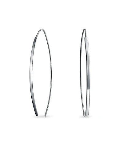 Bling Jewelry Delicate Minimalist Modern Long Thin Line Linear Threader Earrings Sterling Silver