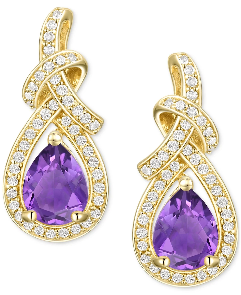 Amethyst (1-1/4 ct. t.w.) & Lab-Grown White Sapphire (1/3 Swirl Drop Earrings 14k Gold-Plated Sterling Silver (Also Additional Gemston