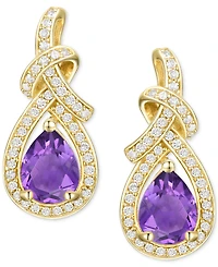 Amethyst (1-1/4 ct. t.w.) & Lab-Grown White Sapphire (1/3 Swirl Drop Earrings 14k Gold-Plated Sterling Silver (Also Additional Gemston