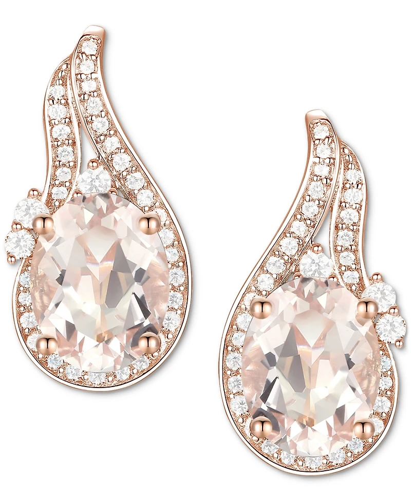 Amethyst (2-1/20 ct. t.w.) & Lab-Grown White Sapphire (3/8 Swirl Stud Earrings 14k Gold-Plated Sterling Silver (Also Additional Gemsto