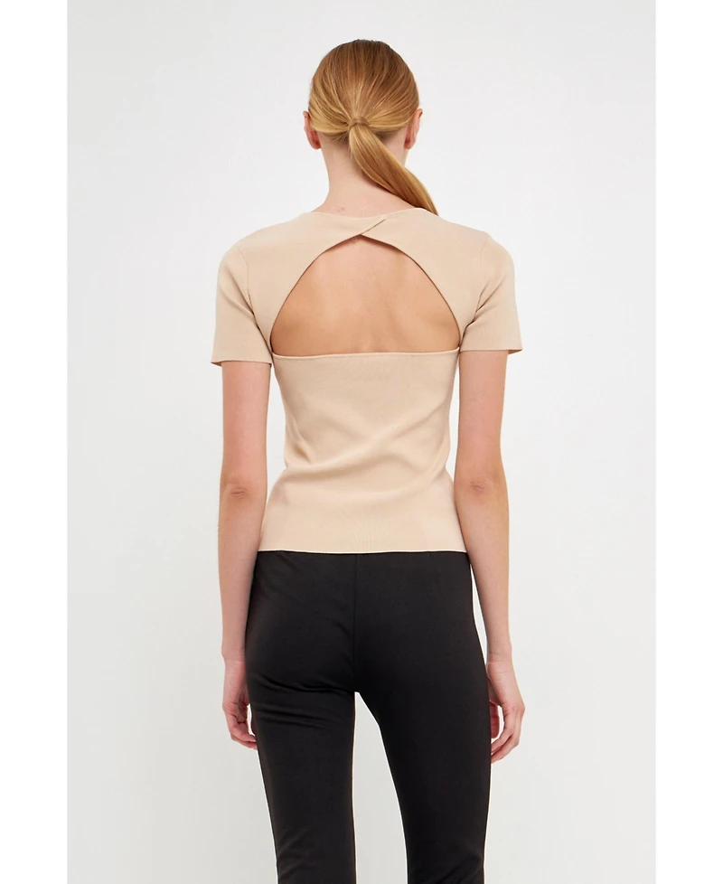 endless rose Women's Back Cut-out Detail Knit Top