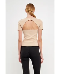 endless rose Women's Back Cut-out Detail Knit Top
