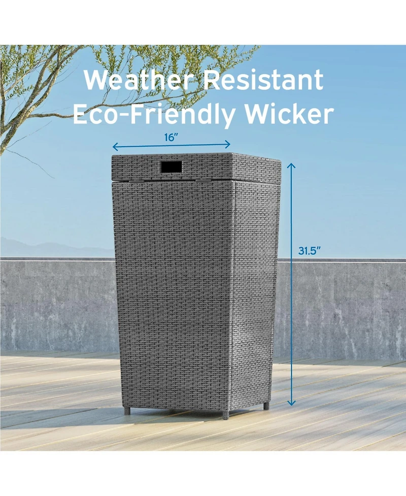 Nestl Outdoor Durable Wicker Trash Can with Lid - 30 Gallon