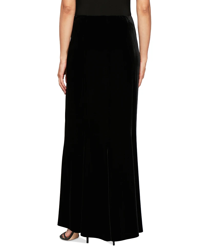 Alex Evenings Women's Velvet Fishtail-Back Maxi Skirt
