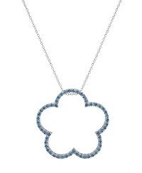 Sterling Silver Cubic Zirconia Large Open Flower Shape Necklace