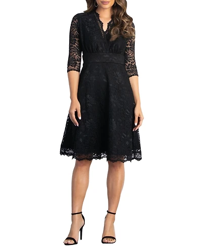 Kiyonna Women's Mademoiselle Lace Cocktail Dress with Sleeves