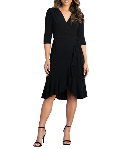 Kiyonna Women's Whimsy Ruffled Midi Wrap Dress