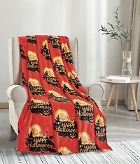 Kate Aurora Ultra Soft & Cozy Oversized Happy Halloween Themed Plush Throw Blanket - 50 in. W x 60 in. L