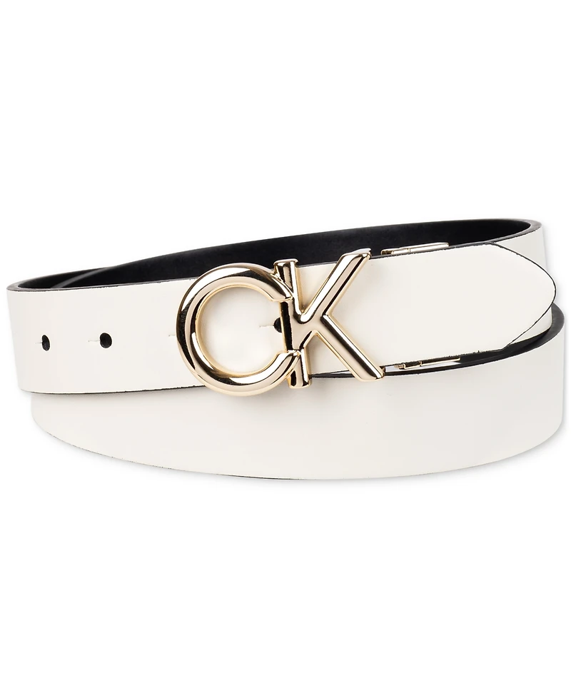 Calvin Klein Women's Reversible Puffed Ck Monogram Buckle Belt
