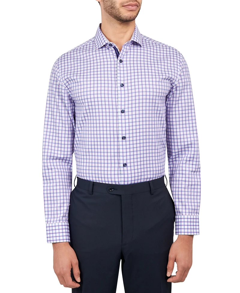 Michelsons of London Men's Regular-Fit Windowpane Check Dress Shirt
