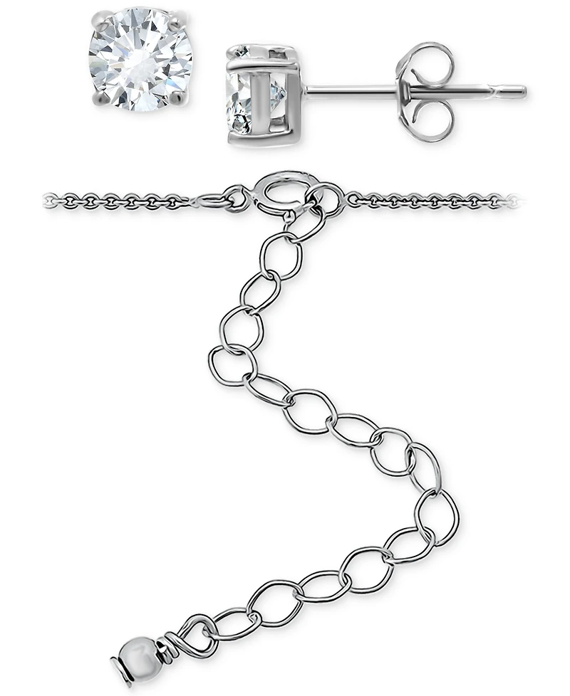 Giani Bernini 2-Pc. Set Cubic Zirconia Circle Pendant Necklace & Stud Earrings, Created for Macy's