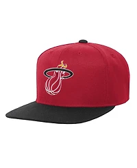 Big Boys and Girls Mitchell & Ness Red, Black Miami Heat Two-Tone Snapback Hat