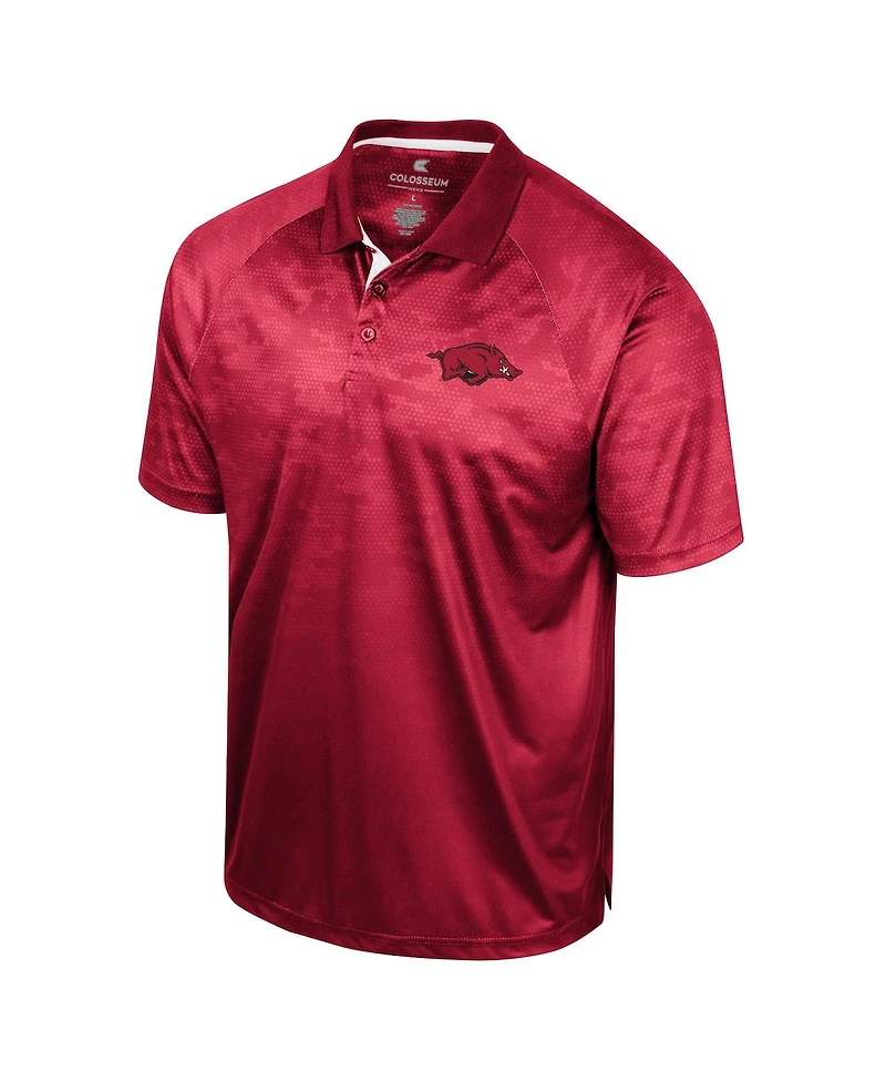 Men's Colosseum Cardinal Arkansas Razorbacks Honeycomb Raglan Polo Shirt