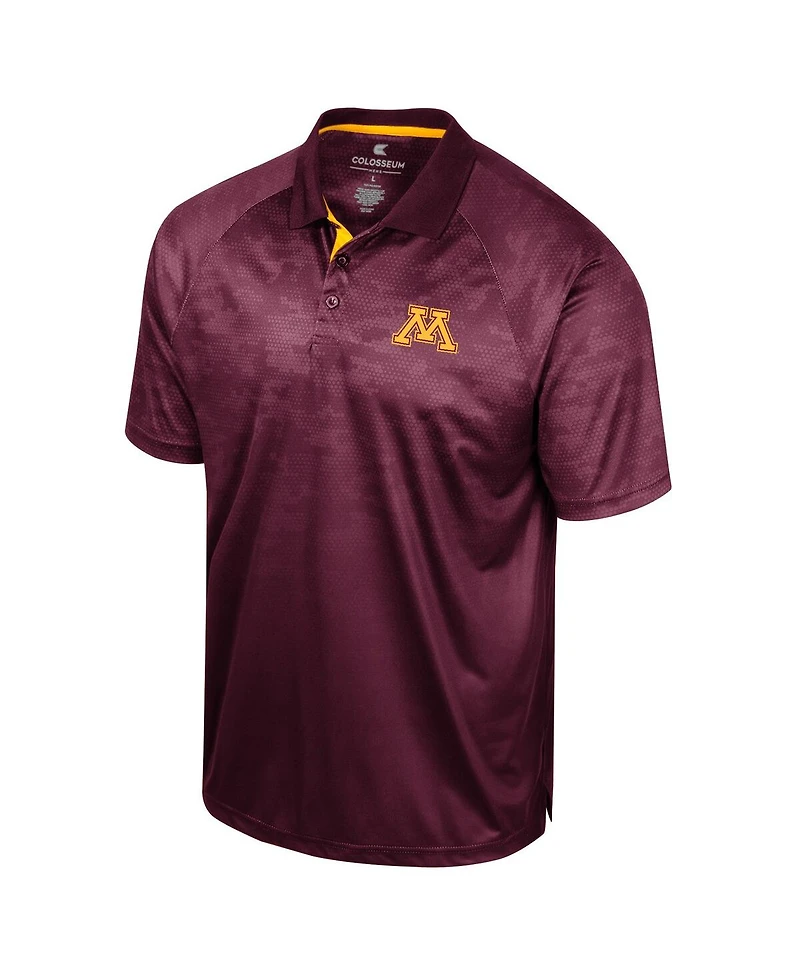 Men's Colosseum Maroon Minnesota Golden Gophers Honeycomb Raglan Polo Shirt