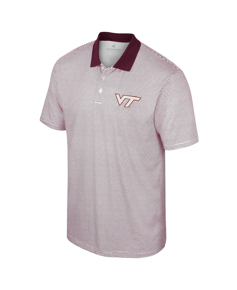 Men's Colosseum White Virginia Tech Hokies Print Stripe Polo Shirt