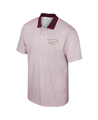Men's Colosseum White Virginia Tech Hokies Print Stripe Polo Shirt