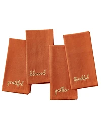 Elrene Harvest Sentiment Embroidered Napkins, Set of 4, 17" x 17"