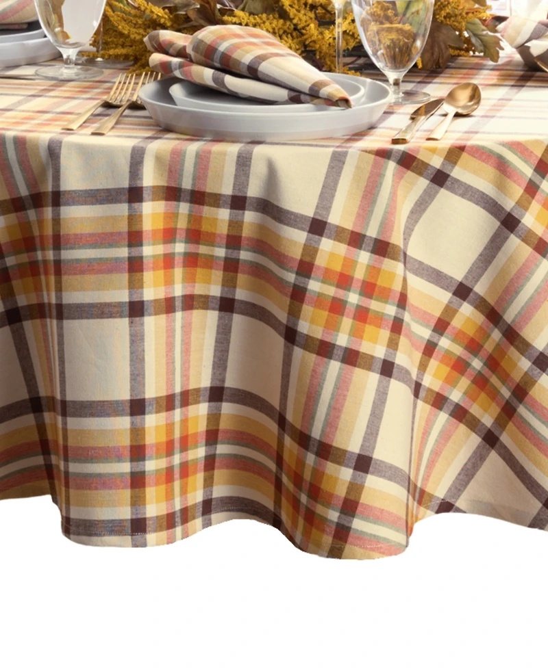 Elrene Russet Harvest Woven Plaid Tablecloth