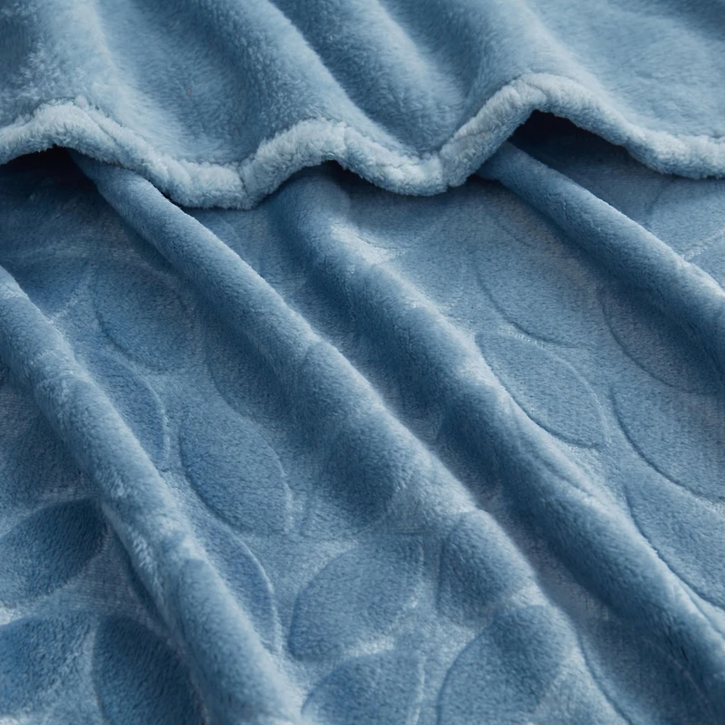 Kate Aurora Pastel Chic Embossed Leaves Ultra Plush Accent Throw Blanket - 50 in. W x 60 L