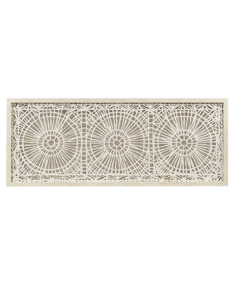 Ink+Ivy Henna 40" x 16" x 1" Framed Medallion Rice Paper Shadow Box Wall Decor