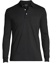 Lands' End Men's Long Sleeve Cotton Supima Polo Shirt with Pocket