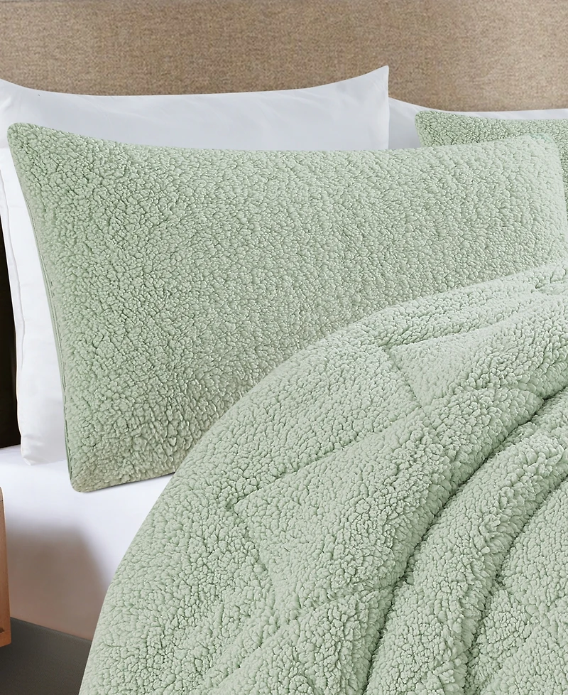 Closeout! Videri Home Cozy Sherpa 3 Piece Comforter Set, Full/Queen