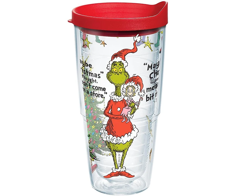 Tervis Dr. Seuss Grinch Holiday Christmas Quote Made in Usa Double Walled Insulated Tumbler Travel Cup Keeps Drinks Cold & Hot, 24oz, Classic